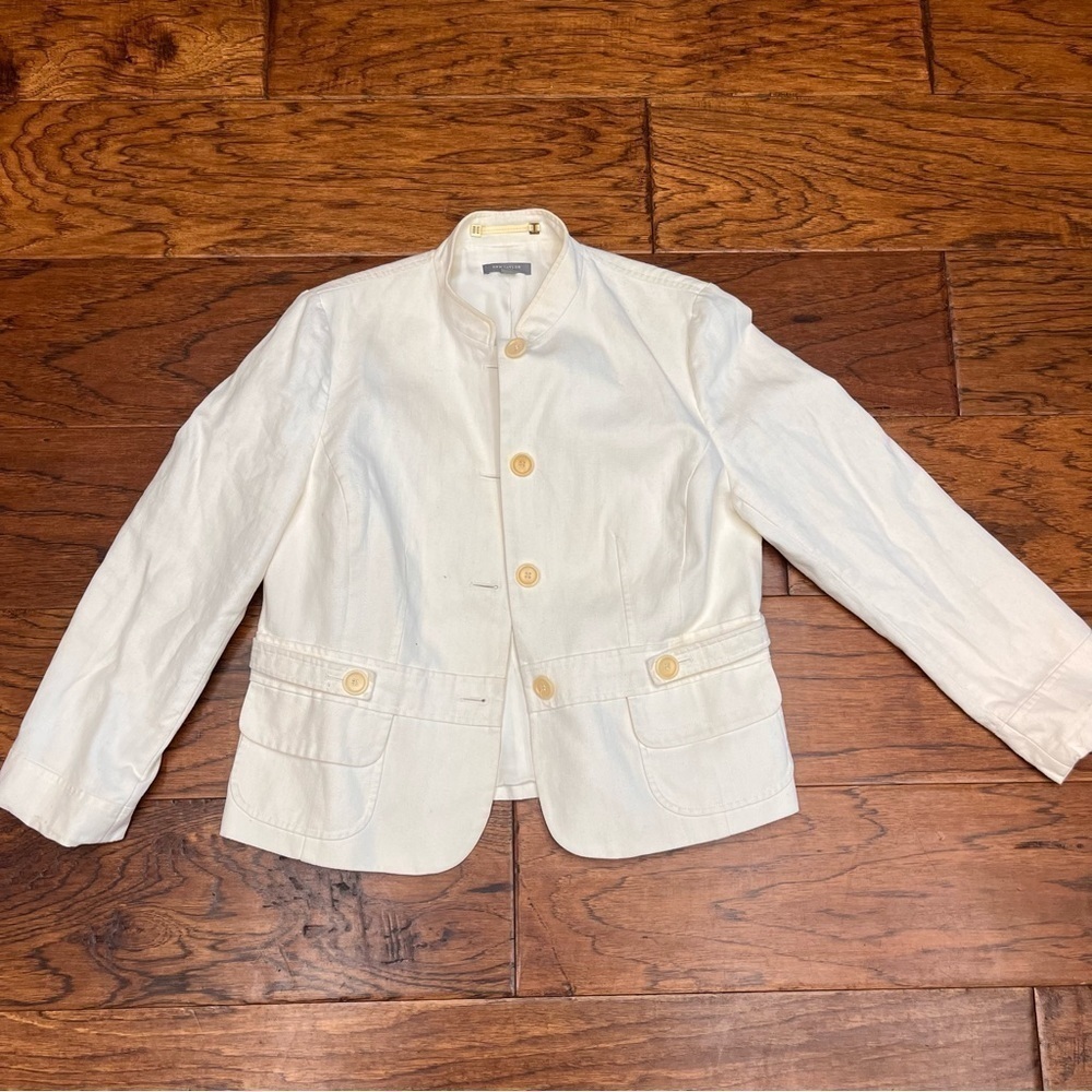 Ann Taylor Cream Button-Front Blazer Jacket